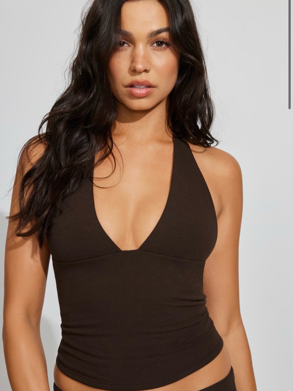 Garage Brown Halter V-Neck Camisole